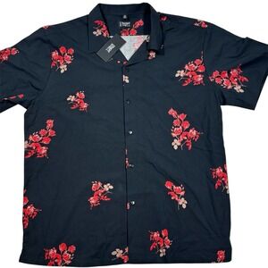 Straight To Hell Button Up Shirt Mens 4XL Hawaiian Floral Modal Blend Camp Black